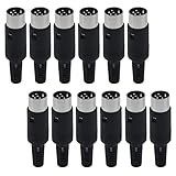 Antrader DIN 6-Pin Male Plug Connector Solder Cable Adapter Keyboard Mouse Plug with Plastic Handle 12pcs