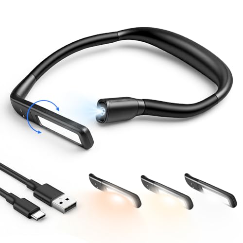 Image of ELEPHANTBOAT 3-Color Book Light for Night Reading, LED Book Bright Neck Hug Light, 270 Adjustable Neck Hanging, USB Rechargeable Travel Handcraft, 10 Hours Working Duration