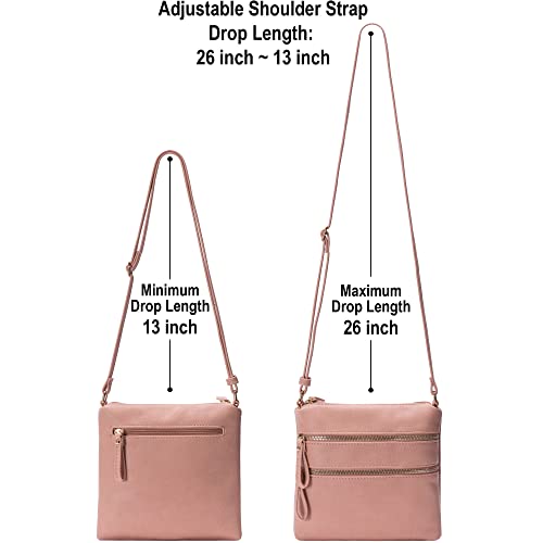 Image of Solene Small Multi Zipper Pocket Crossbody Bag with Adjustable Strap, Lightweight Travel Purse, Daily Small Messenger Pouch