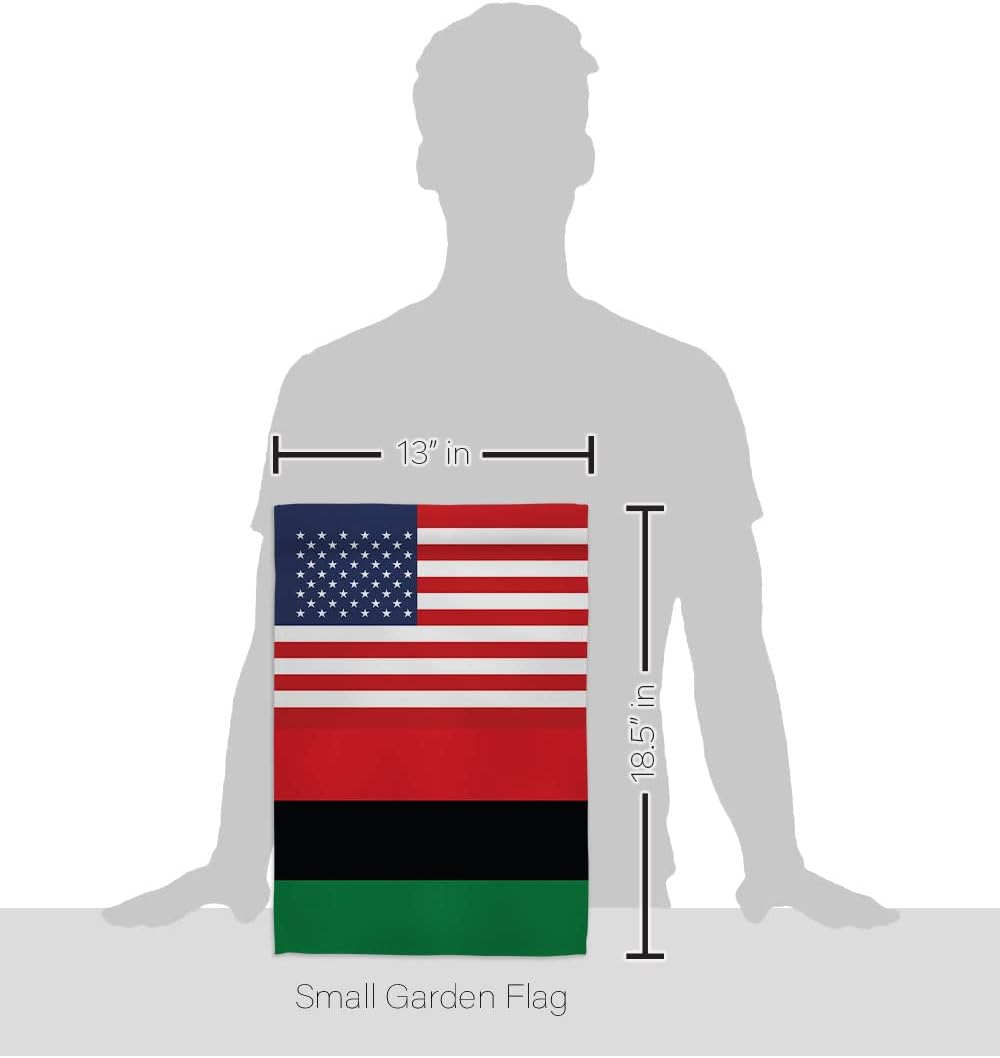 African American US Friendship Garden Flag - Set with Stand Regional Nationality Nation International World Country Particular Area - House Banner Small Yard Gift Double-Sided 13 X 18.5