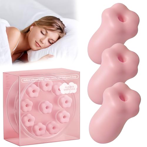 10 Pièces Bouchon d'oreille-Réduction de Bruit 38dB, Réutilisables Bouchon D'oreille, mignon Forme de fleur Bouchons D'oreilles, Pour dormir, Travailler, concentration, Voyager, Fitness(rose)