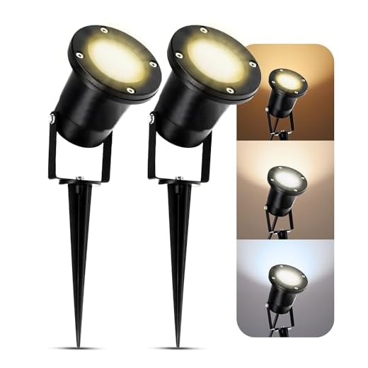 2 Stück LED Gartenstrahler Erdspieß für außen - mit 3W GU10 LED Lichtfarbe warmweiß - schwarze Gartenleuchte Kopf schwenkbar