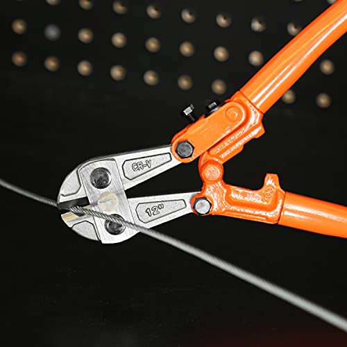 GreatNeck BC12 Bolt Cutter, 12\" Wire Cutters, Adjustable for Sheet Metal Cutter, Chain Cutter, and Wire Cutter, Non-Slip Grip Lock Cutter, Bolt Cutters