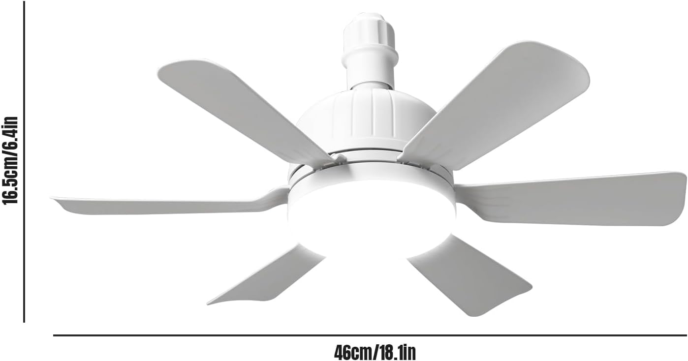 JOPWUE Ventilateur de plafond avec lampe LED 40W, culot E27, 6 pales, 3 vitesses, 2400 lm, télécommande et minuterie 2/4 h - Image secondaire