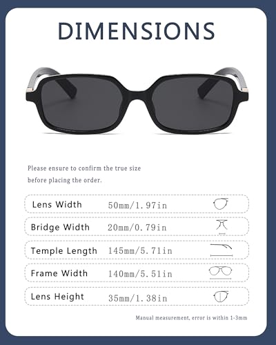 Image of Retro Rectangular Sunglasses for Women Men 90s Trendy Square Sun Glasses Small Vintage Sunnies