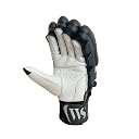 WHITEDOT Sports Citadel Levlon White Players Cricket Batting Gloves, Suitable for Youth Right Hand, Leather Batting Gloves Black,Large gallery image