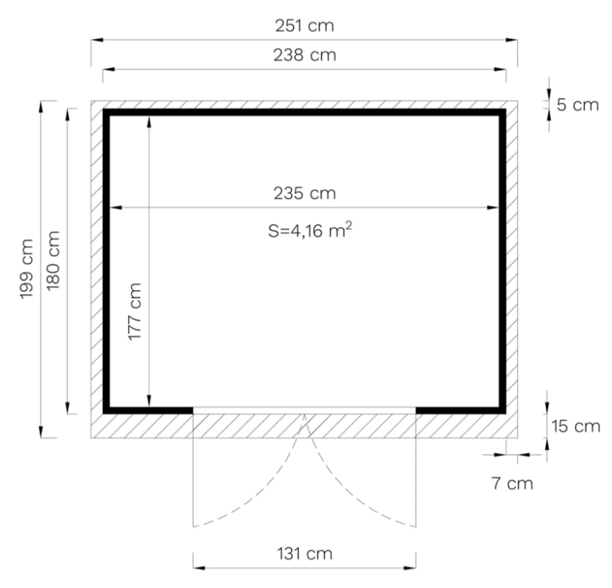 Alpholz Gerätehaus Mollie 251x199 cm Fichtenholz 14 mm Wandstärke Pultdach Holzhaus mit Montagematerial