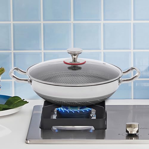 Wok de acero inoxidable 12.59 pulgadas con tapa miniatura 5