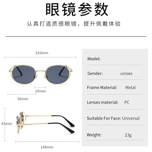 Steampunk Gold Sunglasses Women Vintage Oval Metal Frame Outdoor Shades Eyewear Men Sun Glasses2