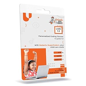 Vedantu Super Coders-Grade-1 and 2-Introduction to Coding-8 Live 1:1 Online Coding Classes (Activation Key Card)