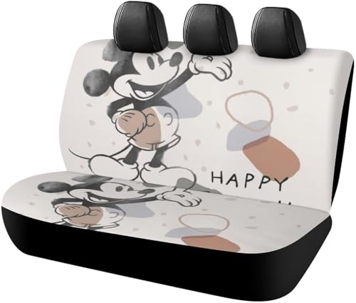 ミッキーマウス (2) アニメ カーシートカバー 車シートカバー 後部座席用 シート保護 おしゃれ カー用品 軽/普通車 汎用 後席クッションカバー キャラクター 四季通用