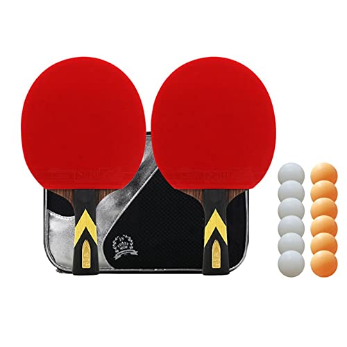 ping Pong Paddles Table Tennis Paddles Table Tennis Racket Professional Ping Pong Racket with 2 Bats and 12 Balls in Carry Bag, Table Tennis Bats and Balls with Case Ideal for 2 Player Set(Color:B)