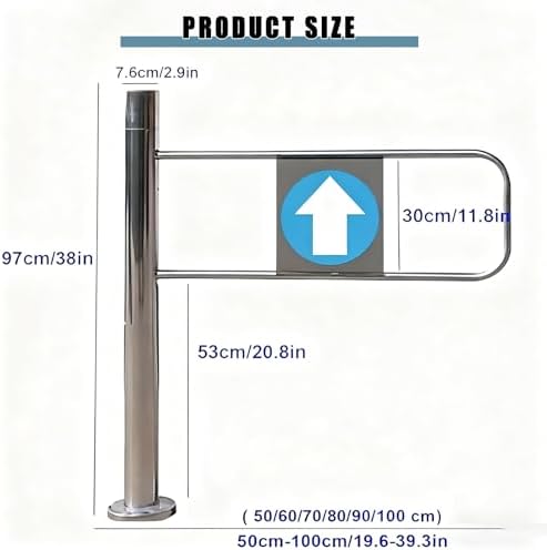 Automatic Swing Gate for Supermarkets, Self-Closing One-Way Pedestrian Door, Manual 90° Entrance Gate, Durable Industrial Fence Access Gate with Post Mount, Left (50cm/19.6in)