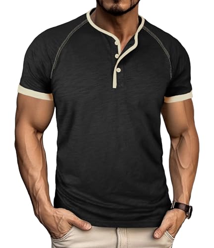 Chemise Henley homme coupe régulière finitions classiques et tissu léger haut de gamme