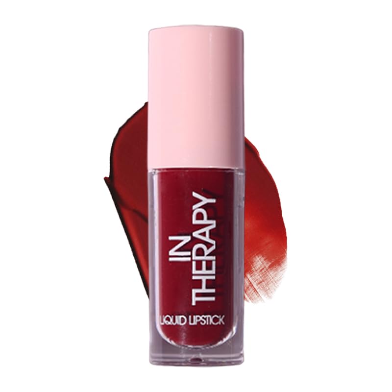 Image of Flossy Cosmetics In Therapy Liquid Lipstick - Red Flag | Creamy, Lightweight, Non-Drying | Enriched with Hyaluronic Acid, & Jojoba Oil | Bold, Long-Lasting | Non-Sticky Formula | Smudge & Transfer-Proof | (4ml)