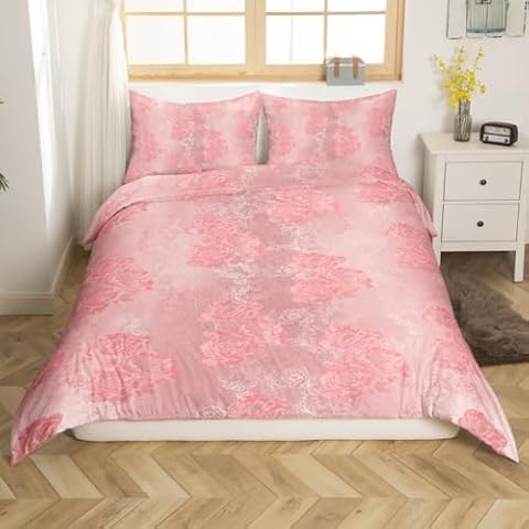 Erosebridal Pink Silk Duvet Cover Set Cover