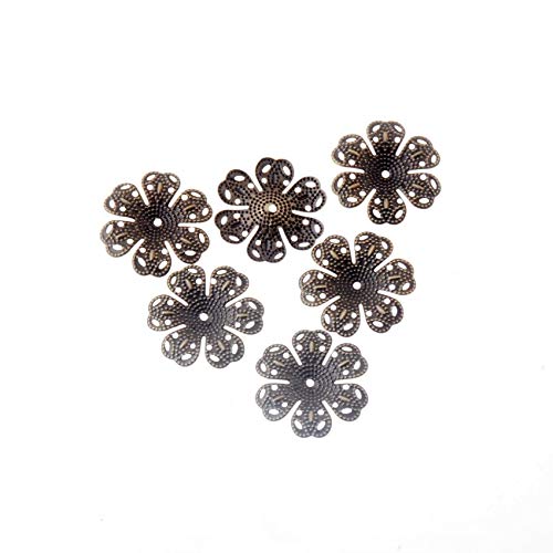20Pcs Bronze Filigree Flower Wraps Connectors Metal Crafts Decoration Diy Findings Connectors 25X24Mm F1812