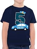 5. Geburtstag - Polizei Fünfter - 128 (7/8 Jahre) - Dunkelblau - Polizei Geburtstag - F130K - Kinder Tshirts und T-Shirt für Jungen