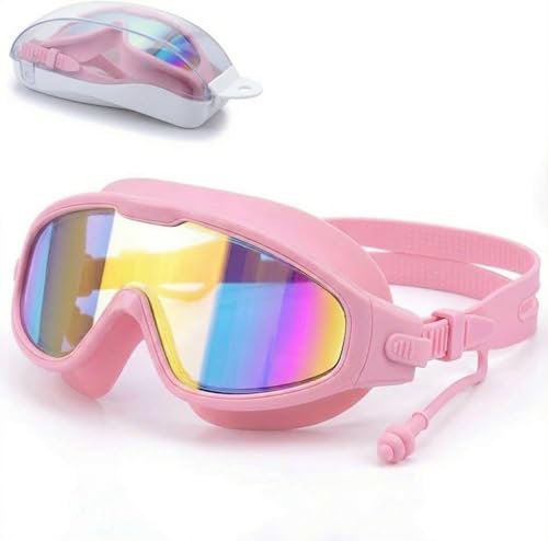 Image of Swimming Goggles for Men Women - Anti Fog UV Protection Leak Proof Swim Glasses with Wide Vision Adjustable Strap - Perfect for Pool Training Beach Snorkeling Water Sports (Pink)