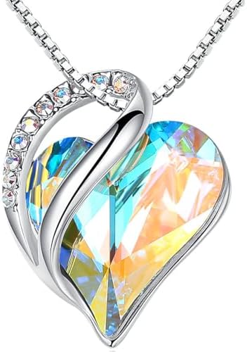 Leafael Infinity Love Heart Necklace, Birthstone Necklace for Women, Jewelry for Women with Healing Crystals, Allergy-Free Pendant Necklace 21
