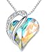 Leafael"Infinity Love" Heart Pendant Necklace Made with Swarovski Crystals White Opal Color April Birthstone Jewelry Gifts for Women, Silver-tone, 18"+2", Presented by Miss New York