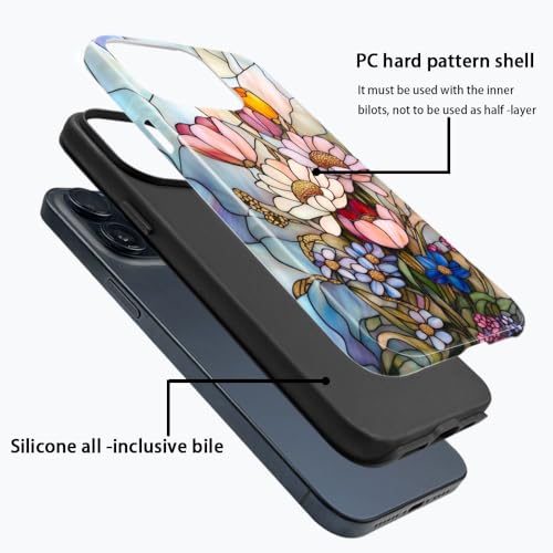 Coque iPhone 15 Plus silicone TPU souple, protection antichoc transparente fleurs sauvages