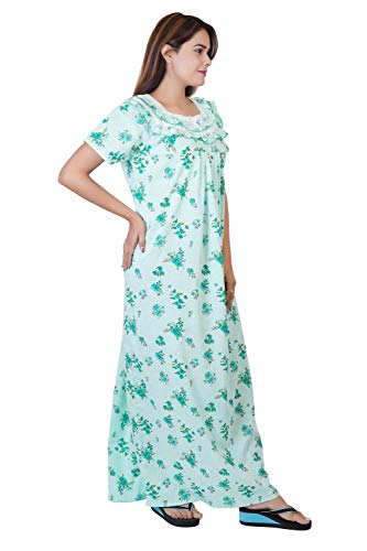 Image of Women's Cotton Block Print Knee Length Nighty