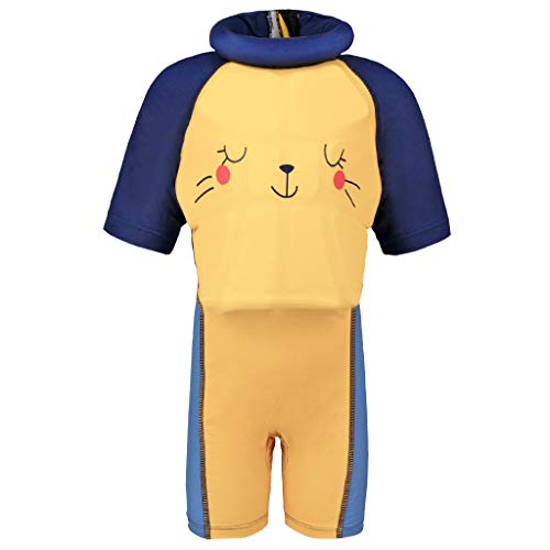 Traje de Flotación para Niñas Niños - Bebé Flotante Bañadores Ropa de Natación Manga Corta Traje de Baño Natación Aprendizaje, Amarillo XL