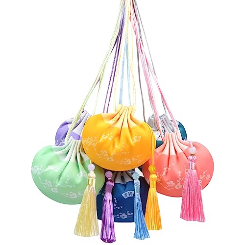 10 bolsas de saco chino de seda brocada con cordón miniatura 1