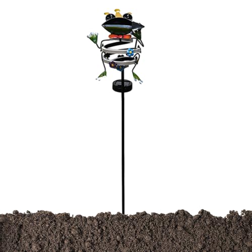 Lampe solaire de jardin piquet métal étanche grenouille escargot décor extérieur