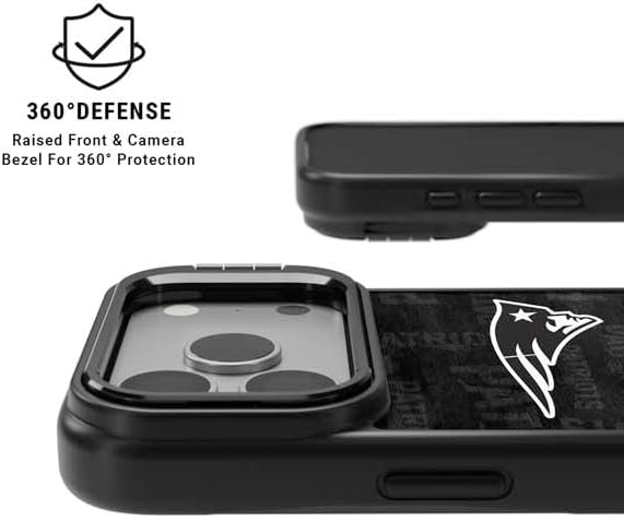 Skinit Kickstand Phone Case Compatible with iPhone 17 Pro Max - Officially Licensed NFL New England Patriots Black & White Design