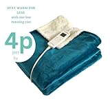 Coziplus Electric Heated Throw Blanket Flannel & Sherpa Fleece, 8 Available Colors, Fast Heating 160x130cm, 10 Heat Levels & 10 Hours Auto Off Timer, LED Display, For Home & Office Use (Teal) - Image 3
