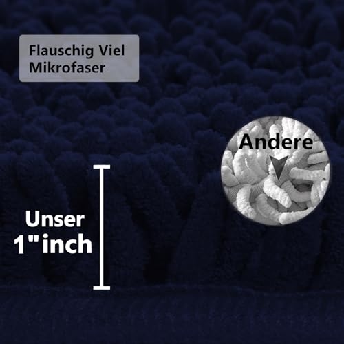 UHOUSEST Badematte rutschfest, Weicher Badezimmerteppich-Wasserabsorbierend Badematte, Maschinenwaschbar Badvorleger, für Badewanne und Toilette-Darkcyan 3 Stück – Bild 6