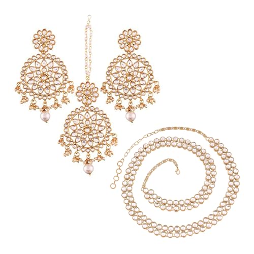 Image of Peora Traditional Ethnic Kundan Pearl Traditional Jewellery Set Gift for Women
