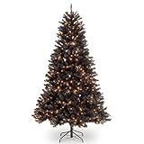 National Tree Company Pre-Lit Artificial Full Christmas Tree, Black, North Valley Spruce,...