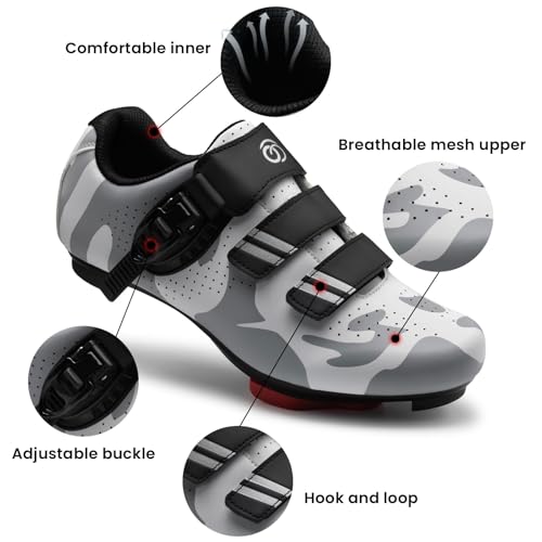Image of Cycling Shoes for Men Women Compatible with Peloton Bike, Indoor Spin Shoes with Pre-Installed Delta Cleats, Comfortable & Safe Unisex Outdoor Road Cycling Shoes