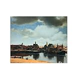  JZSDGB Tableaux religieuse-Jan Vermeer van Delft Reproduction de peintures à l’huile célèbres-(Vue de Delft) Impression sur Toile-Tableau d\'art mural sur toile 90x115cm(35x45in) Sans cadre