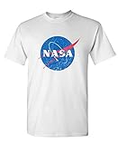 NASA retro logo vintage look space 80's - Mens Cotton T-Shirt, M, White