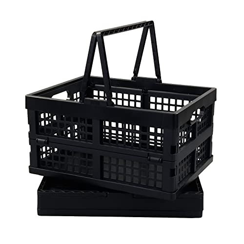 Ortodayes - Juego de 2 cajas plegables, cesta de almacenamiento plegable de plástico (gris y blanco)