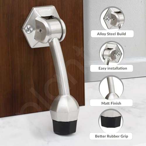 Image of Plantex Door Stopper for Main Door /5-Inch Stopper with Rubber Grip /Stoppers for Wooden Door /Stops for Door - Pack of 4 (Matt)