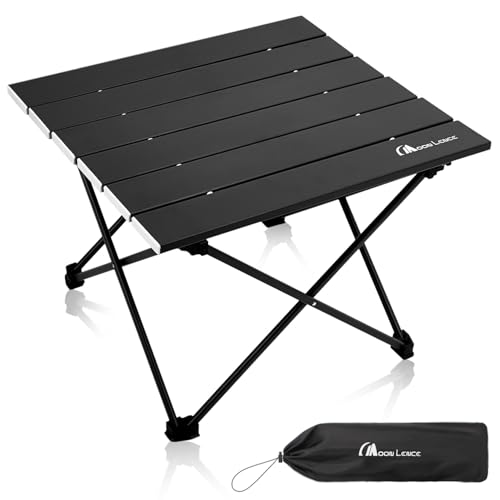 MOON LENCE Folding Beach Table, Small Folding Table, Outdoor Ultralight Aluminum Camping Table, Portable Compact Backpacking Table, Travel Table for Beach, Picnics, Cooking, Hiking