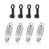 4PCS M10x1.0-32.1mm Car Brake Bleeder Screw & 4PCS Brakes Bleeders Caps,Portable Brake Bleeder Valve Kit for...