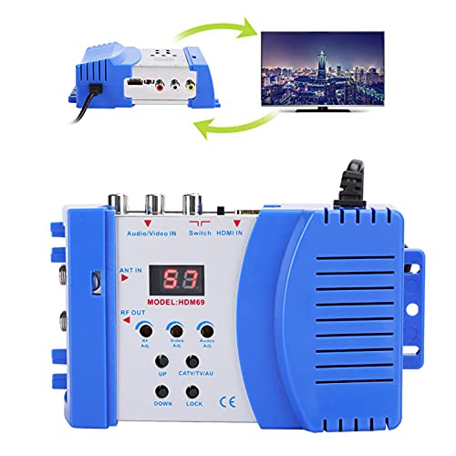 Modulador RF HDMI, Modulador Digital RF Entradas Audio Video AV en Señales de Salida RF Conversor AV RF VHF UHF PAL Estándar Modulador Portátil para Receptores de Satélite, Cámaras de Video