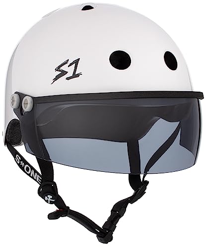 S1 Lifer Visor Skate & Bike Helmet, White Gloss, Tint Visor, Medium