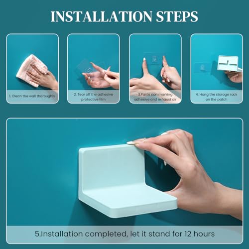 Image of HASTHIP Cotton 2PCS Wall Mount Camera Shelf- Small Wall Shelf Wall Holder No Drill Self Adhesive Universal Small Floating Shelf for Security Cameras, Speakers, Wireless Cameras, White