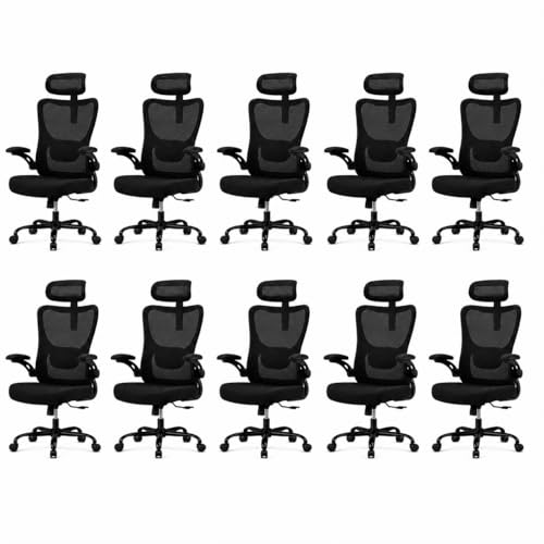 Image of HUANUO Ergonomic Office Chair, High Back Computer Desk Chair with Adjustable Lumbar Support and Headrest, Comfy Gaming Chair with 3D Armrests, Home Office Rolling Chair, Max Load 300 lbs, Pack of 10