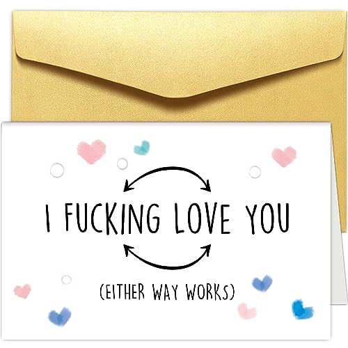 Chenive Funny Anniversary Card for Him Her, Naughty Birthday Card for Man Women, Valentine's Day Card, I Fucking Love You Card, Love Fucking You Card