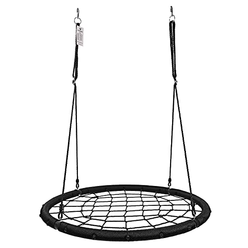 Physionics® Balançoire Nid d'Oiseau - en Filet, Cordes Réglables, à Suspendre, Ø 120cm, Charge Max. 300kg, Extérieur/Intérieur - Balançoire Ronde, Maille, Suspendue, Araignée, Enfants, Adultes, Jardin