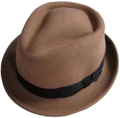 Black and Brown Wool Felt Trilby Fedora Hat Coffee Color M