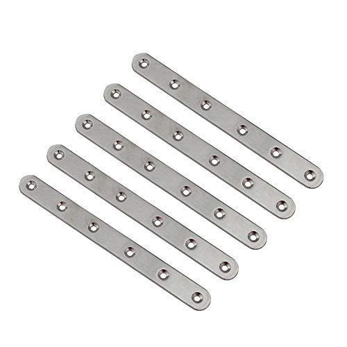 Preisvergleich Produktbild IWILCS 8 Stücke Edelstahl Flachverbinder, Lochplatte Flachverbinder, Edelstahl Flache Ecke Bracket Brackets, Runde Kante Edelstahl Halterung Metallverbinder Flache Ecke Brackets, 160 * 20 * 3mm